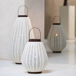 Light & Living Windlicht Ø32x40 cm Dazio Linen Natural+donkerbruin hout