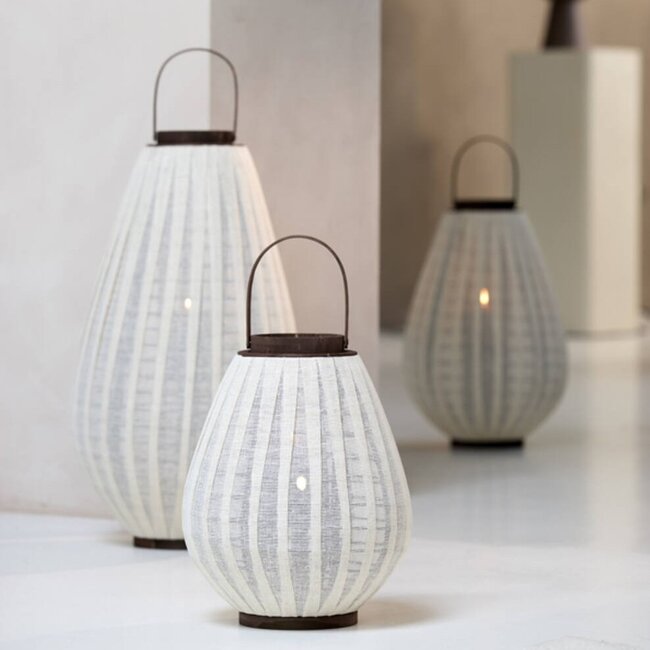Light & Living Windlicht Ø32x40 cm Dazio Linen Natural+donkerbruin hout