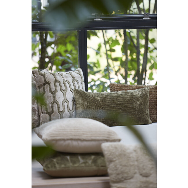 Light & Living Kussen 45x45 cm JEMBANA zand+olijf groen