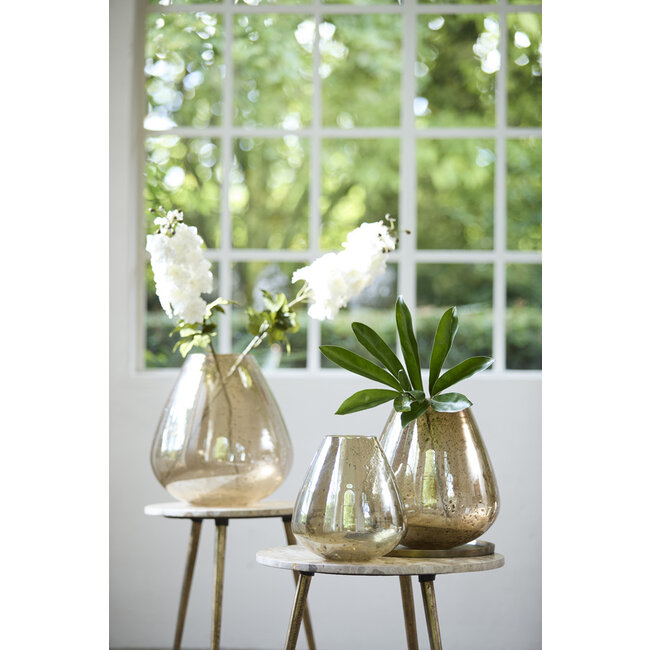 Light en Living Vaas Ø27x30 cm LATERZA glas steenslag amber