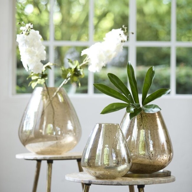 Light en Living Vaas Ø27x30 cm LATERZA glas steenslag amber