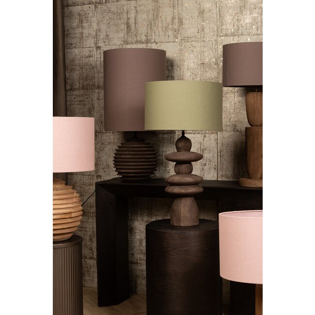 PTMD Tafellampvoet Callain donkerbruin mango rond