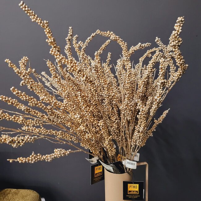 PTMD Kunsttak Berry Plant gold berry spray