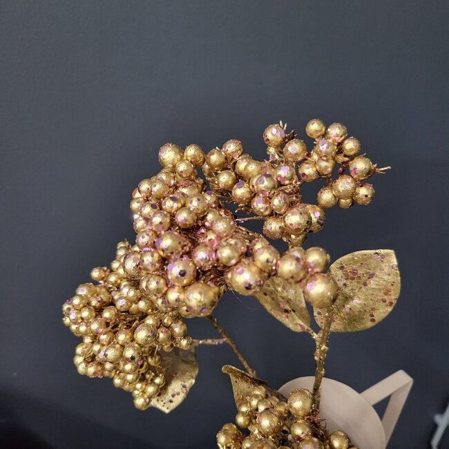 PTMD Kunsttak Berry Plant rose gold glitter berry spray