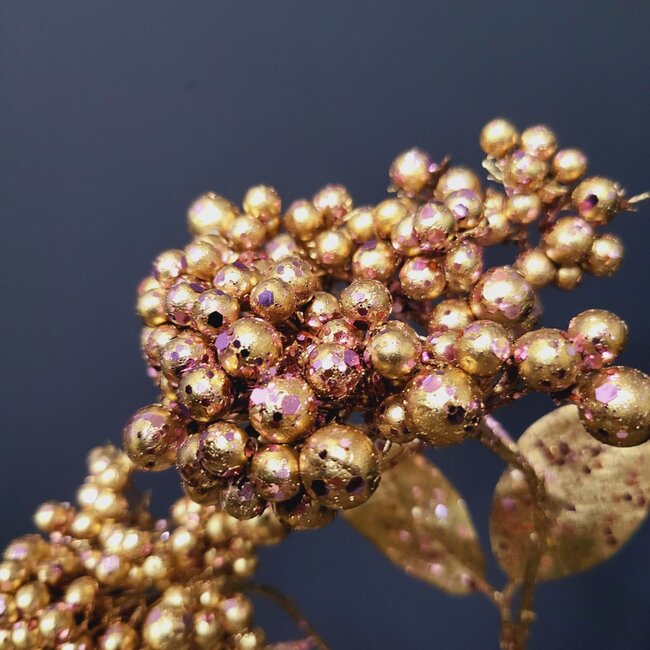 PTMD Kunsttak Berry Plant rose gold glitter berry spray