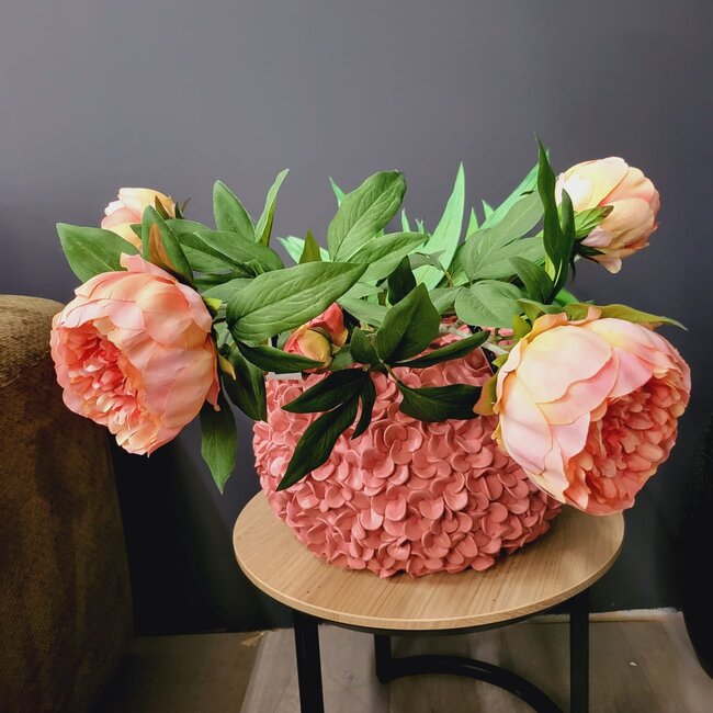 Pure Kunsttak Pioen X3 70 cm zalm