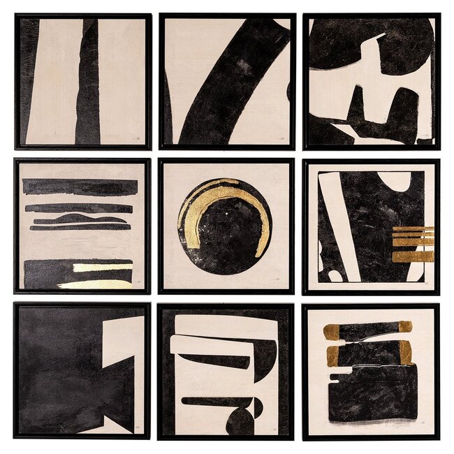 Richmond Interiors  Wall art Gabri set van 9 Zwart / Wit