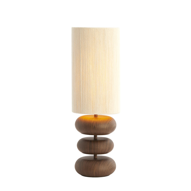 Light & Living Tafellamp Ø22x67,5 cm DANIALO hout print donkerbruin+touw crème