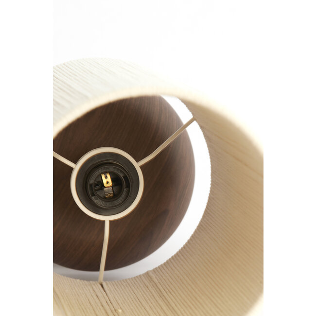 Light en Living Tafellamp Ø22x67,5 cm DANIALO hout print donkerbruin+touw crème