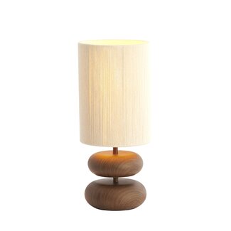 Light en Living Tafellamp Ø22x50,5 cm DANIALO hout print donkerbruin+touw crème