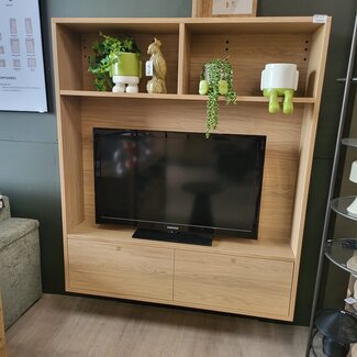 WoonMax Blackburn M wand tv meubel Blond oak - Showroommodel compleet