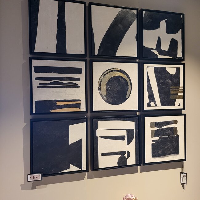 Richmond Interiors  Wall art Gabri set van 9 Zwart / Wit