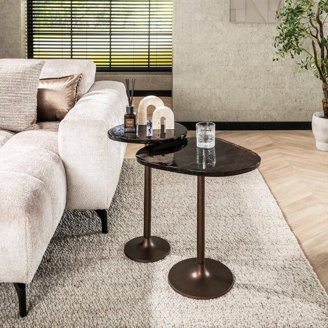 WoonStijl Bijzettafel L Eclipse koper antiek finish