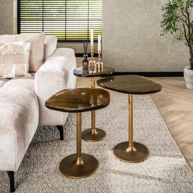 WoonStijl Bijzettafel L Eclipse goud antiek finish