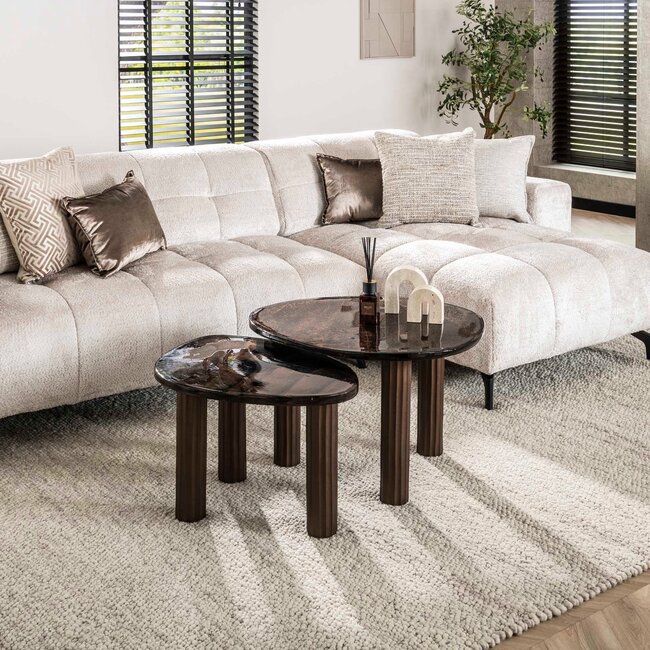 WoonStijl Salontafel L Eclipse koper antiek finish