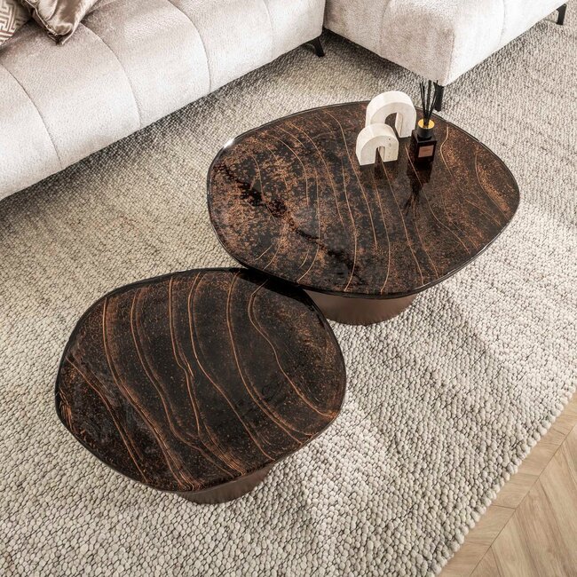 WoonStijl Salontafel set van 2 Eclipse brons antiek finish