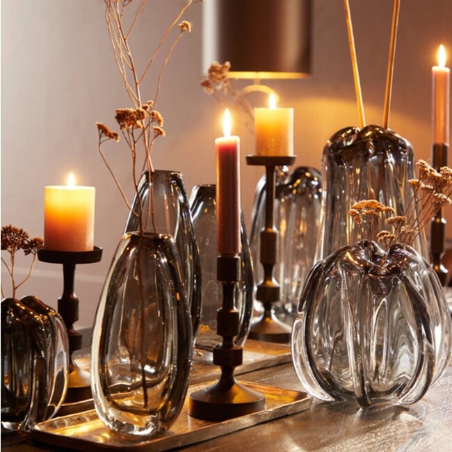 Light en Living Vaas Ø21x38 cm MURELA glas grijs