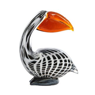 Light & Living Ornament 13x7x16,5 cm PELICAN glas zwart-wit+bruin gestreept