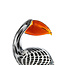 Light & Living Ornament 13x7x16,5 cm PELICAN glas zwart-wit+bruin gestreept