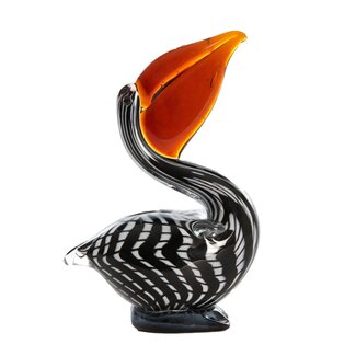Light & Living Ornament 13x7x19 cm PELICAN glas zwart-wit+bruin gestreept