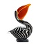 Light en Living Ornament 13x7x19 cm PELICAN glas zwart-wit+bruin gestreept