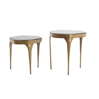 Light & Living Bijzettafel S/2 max 50x45,5x50 cm AVI glas smoke+antiek brns
