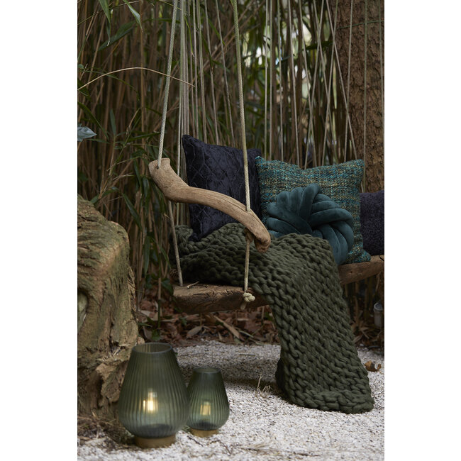 Light en Living Kussen 33x33 cm KNOT velvet petrol