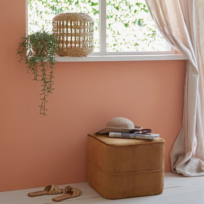 Light en Living Poef 40x40x35 cm KIKI mat velvet Karamel