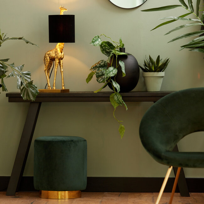 Light en Living Tafellamp 26x16x61 cm GIRAFFE antiek  brons+velvet zwart