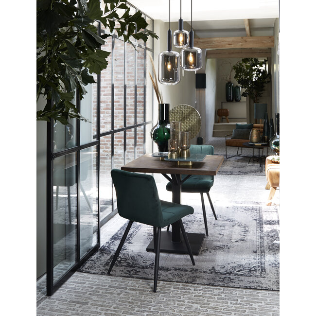 Light en Living Hanglamp Ø22x52 cm LEKAR zwart+smoke glas