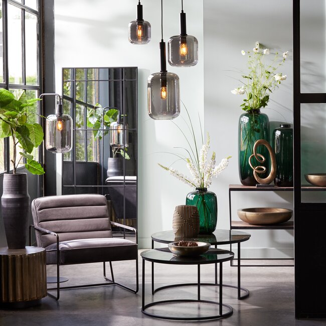 Light en Living Vloerlamp 32x28x155 cm LEKAR zwart+smoke glas hoog