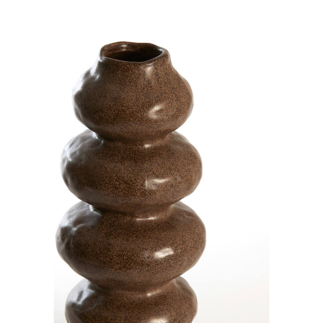Light en Living Vaas deco Ø15,5x37,5 cm ROGANO keramiek donker bruin