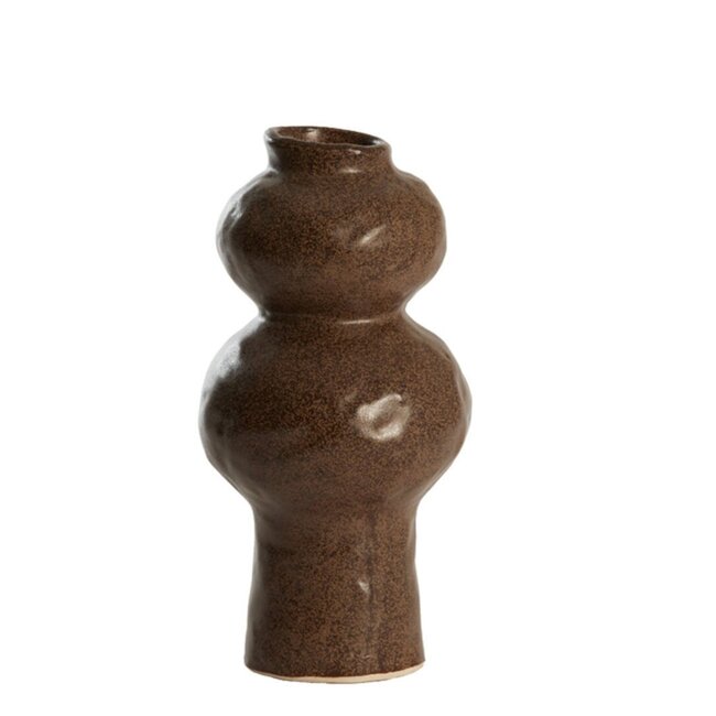 Light en Living Vaas deco Ø13x26 cm ROGANO keramiek donker bruin