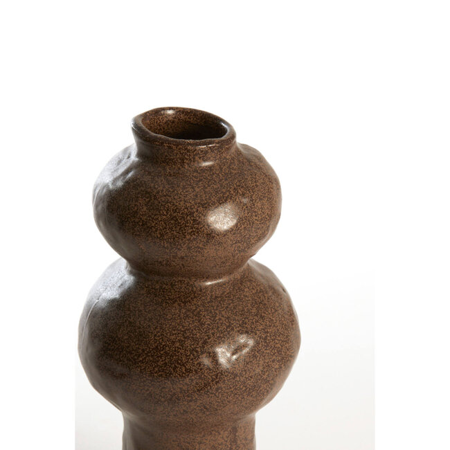 Light en Living Vaas deco Ø13x26 cm ROGANO keramiek donker bruin