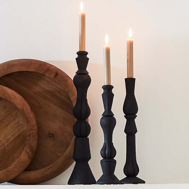 Light en Living Kandelaar TAVOLA hout mat  zwart - diverse afmetingen