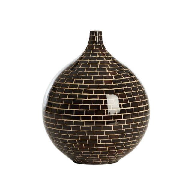 Light en Living Vaas deco Ø22x25 cm ELORZA bamboe donker bruin+naturel