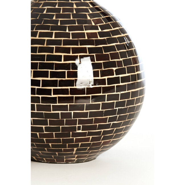 Light en Living Vaas deco Ø22x25 cm ELORZA bamboe donker bruin+naturel