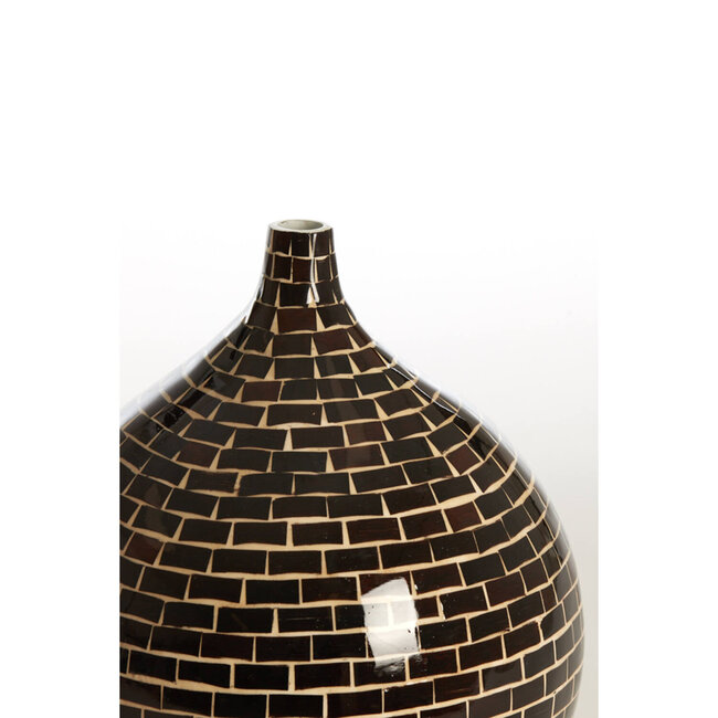 Light en Living Vaas deco Ø22x25 cm ELORZA bamboe donker bruin+naturel