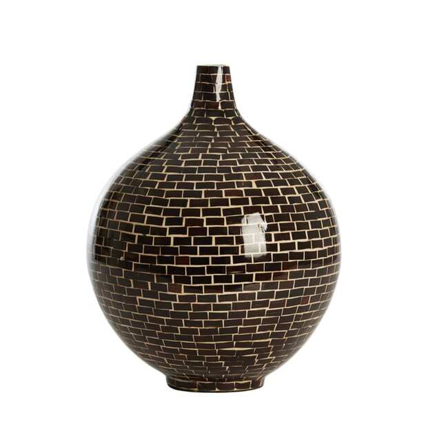 Light & Living Vaas deco Ø28x35 cm ELORZA bamboe donker bruin+naturel