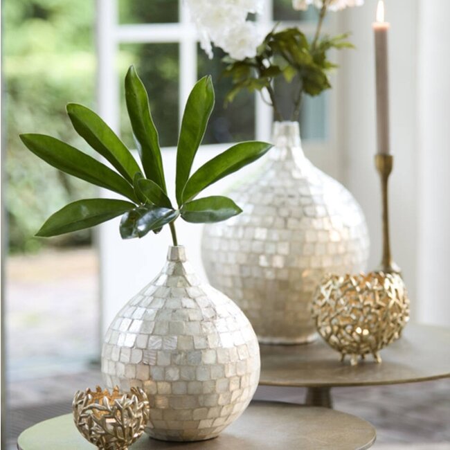 Light en Living Vaas deco Ø28x35 cm ELORZA bamboe crème