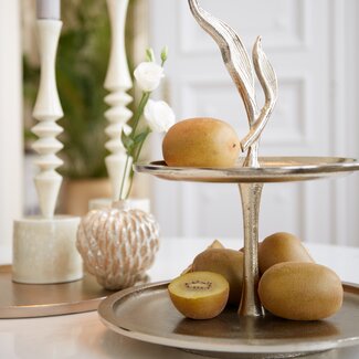 Light en Living Etagere 2 laags FOGLIA goud - 2 laags