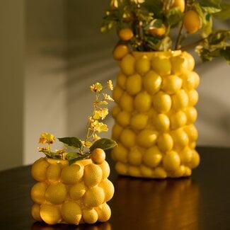 Light & Living Vaas deco LEMON geel - 14 cm hoog