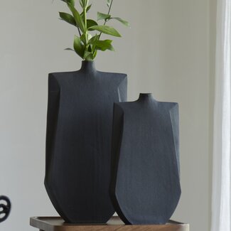 Light en Living Vaas deco 21x7,5x41 cm MAKAHA mat zwart