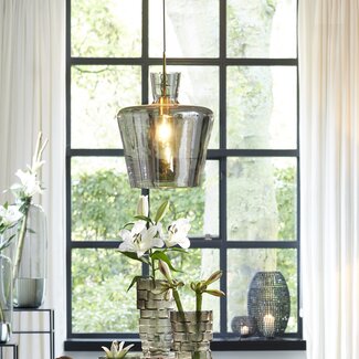 Light & Living Hanglamp Ø35x43 cm MYLES smoke glas+antiek brons