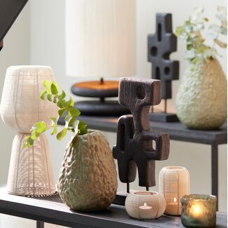 Light & Living Ornament op voet 20x9,5x38,5 cm SALA hout mat zwart