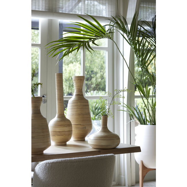 Light en Living Pot deco op voet Ø36x50 cm KARUNA hout+mat crème