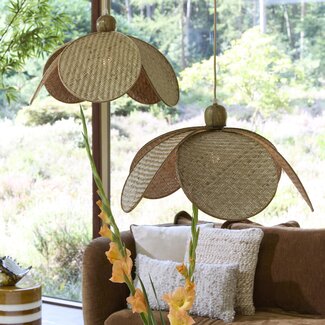 Light en Living Hanglamp Ø48x29 cm LAVRIO webbing naturel+hout