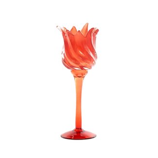 Light & Living Theelicht op voet Ø9,5x24 cm FLORA glas rood+mat rood
