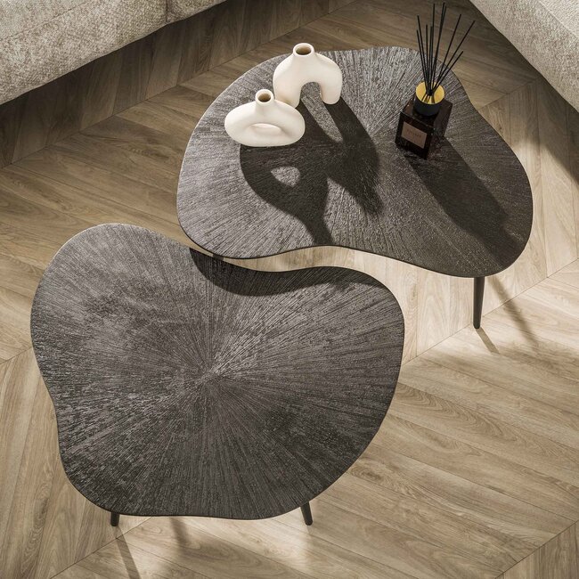 WoonStijl Salontafel set van 2 leaf Brown Ray Metal