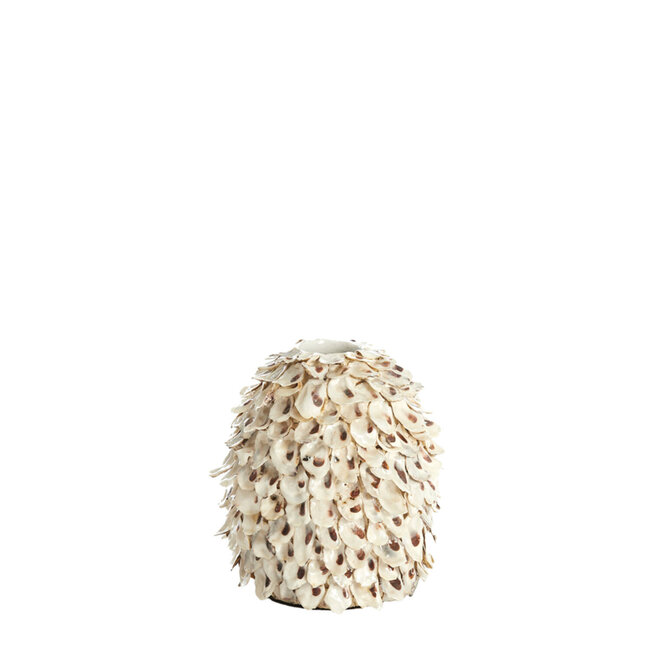 Light en Living Vaas deco Ø20x21 cm UBATE bamboe+schelp crème+bruin